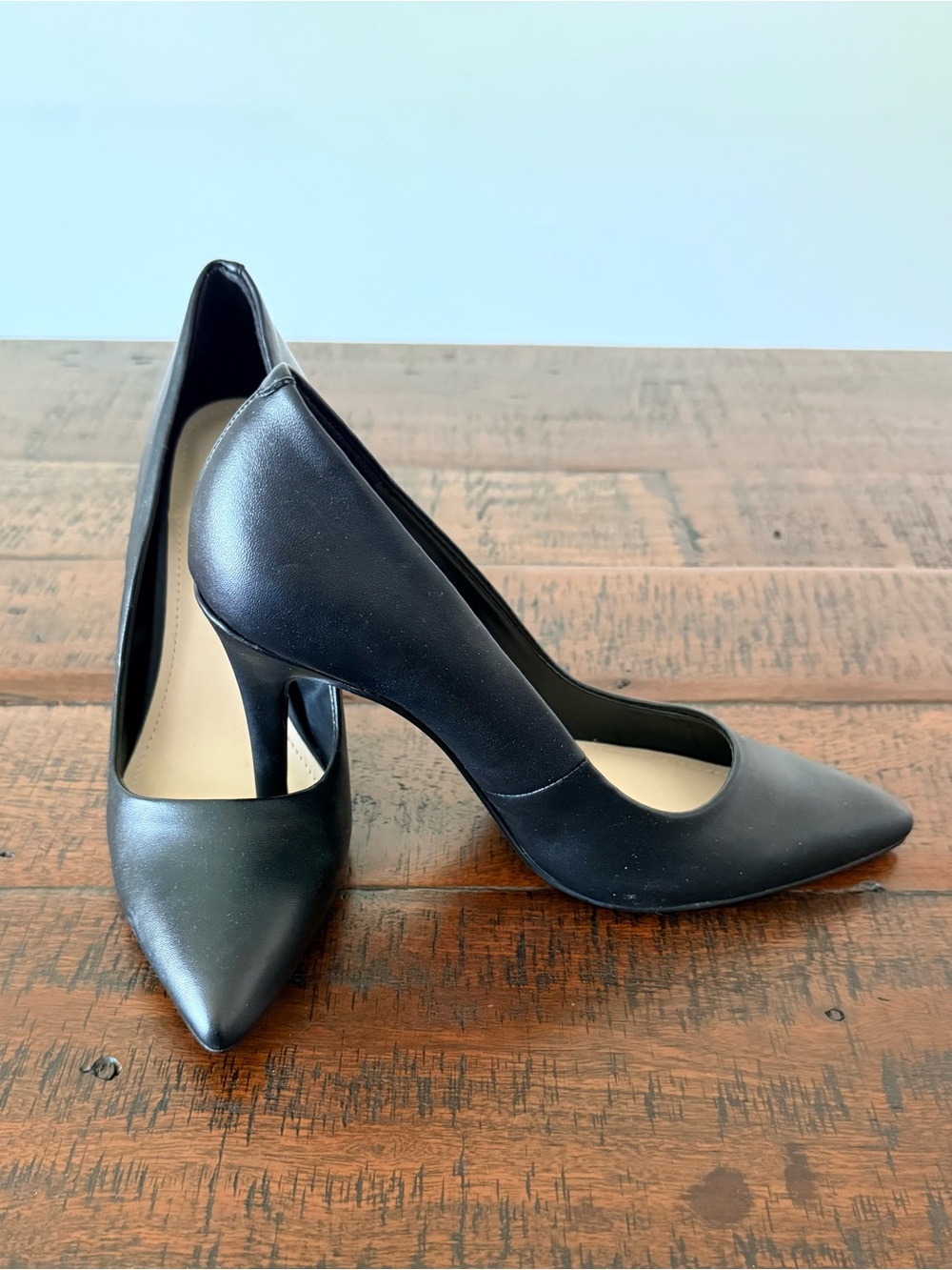 Nine West Black Vegan Leather Pointed-Toe High Heel Pumps SZ.7.5